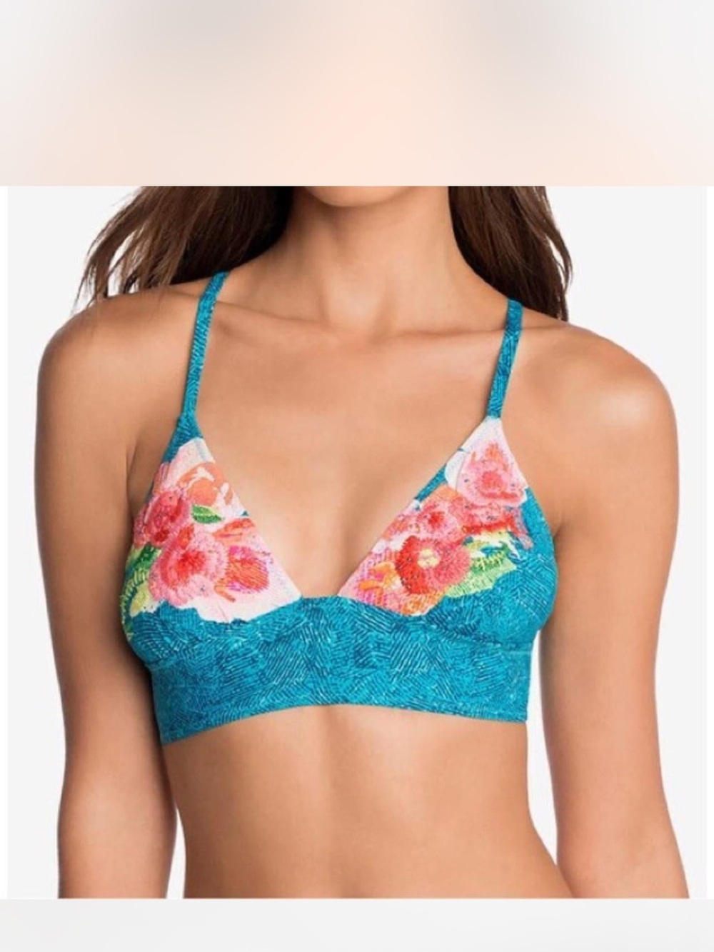 Vera Bradly - Floral Print Triangle Bikini top in Teal and Pink (New with Tags)